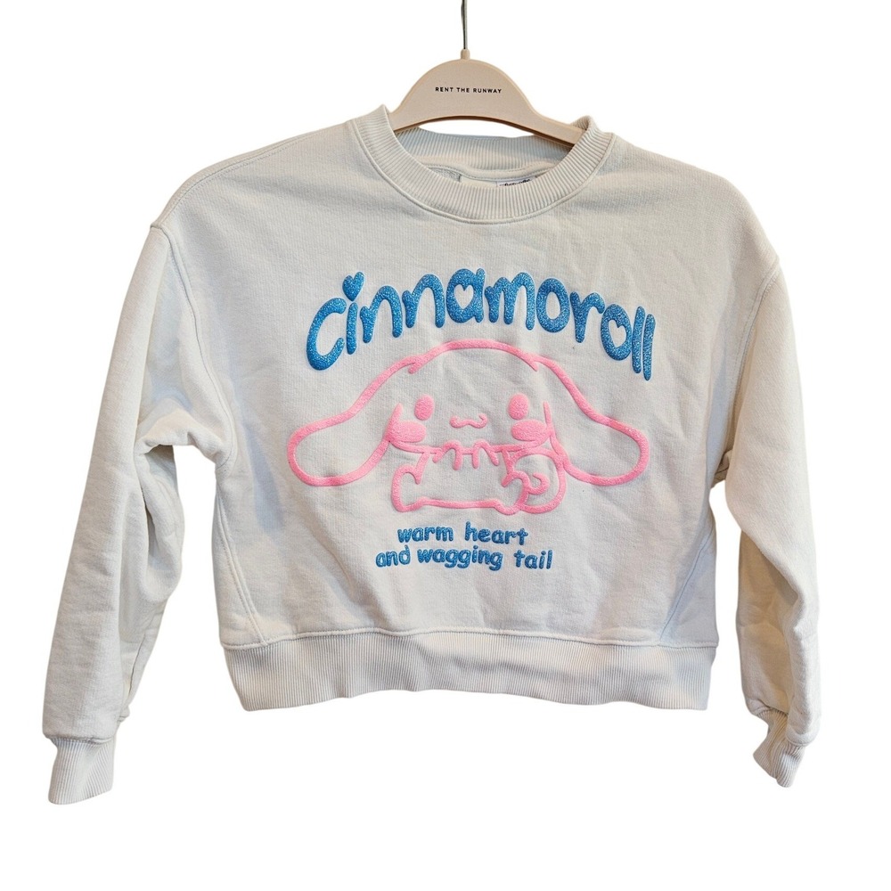 Zara Kids Cinnamoroll Sanrio Sweatshirt White Chenille Patch Girls Size 11-12